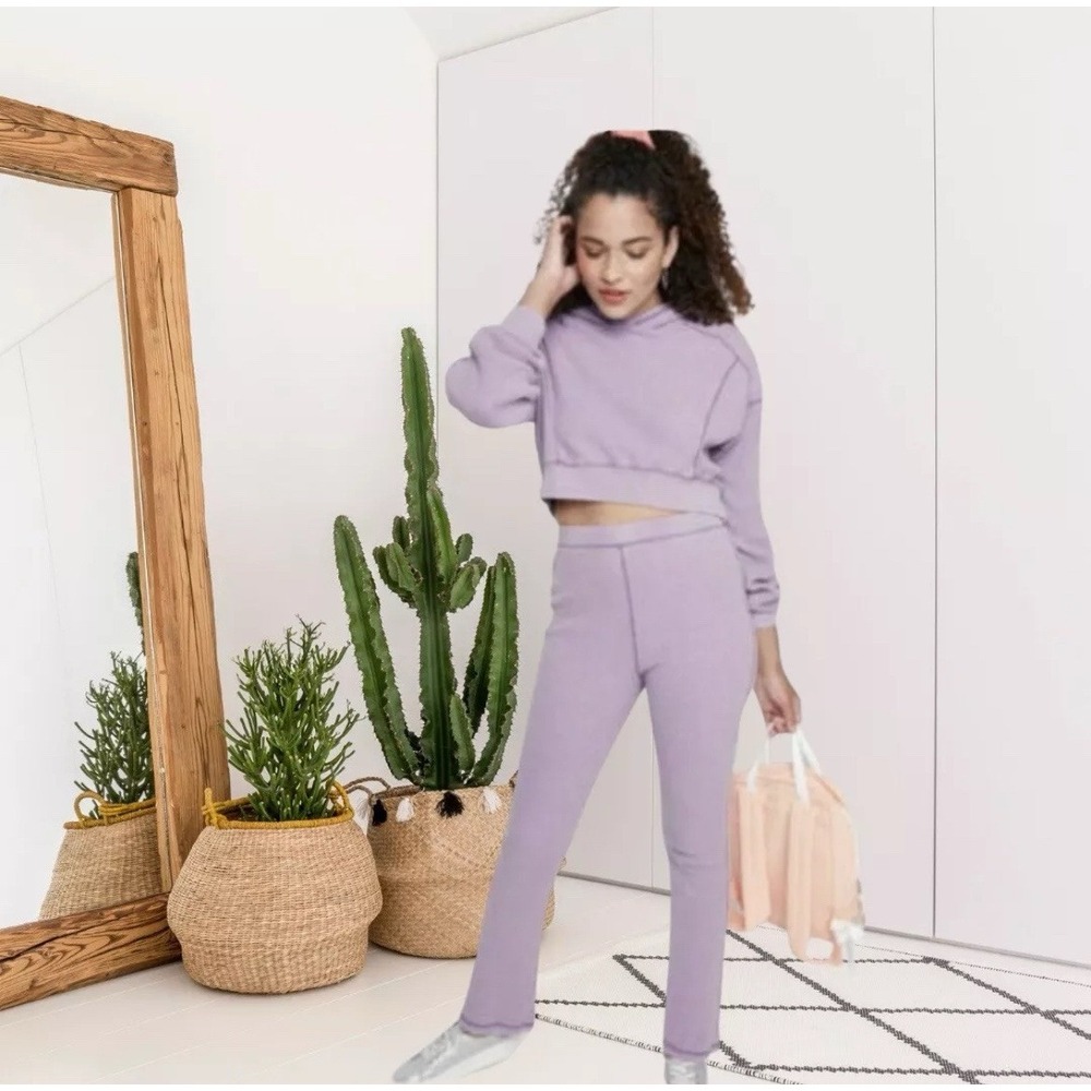 Wild Fable Junior's XS Waffle Knit Flare Pull On Lounge Pants Light Purple - Picture 2 of 5